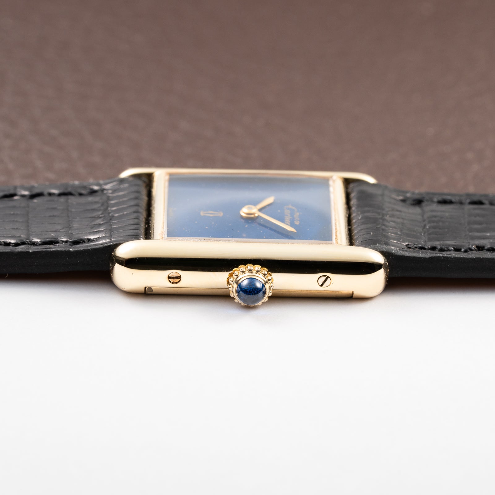 Cartier Tank Must de Blue Lapis Lazuli Dial Vermeil PM 1980s
