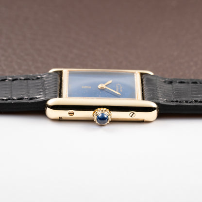 Cartier Tank Must de Blue Lapis Lazuli Dial Vermeil PM 1980s