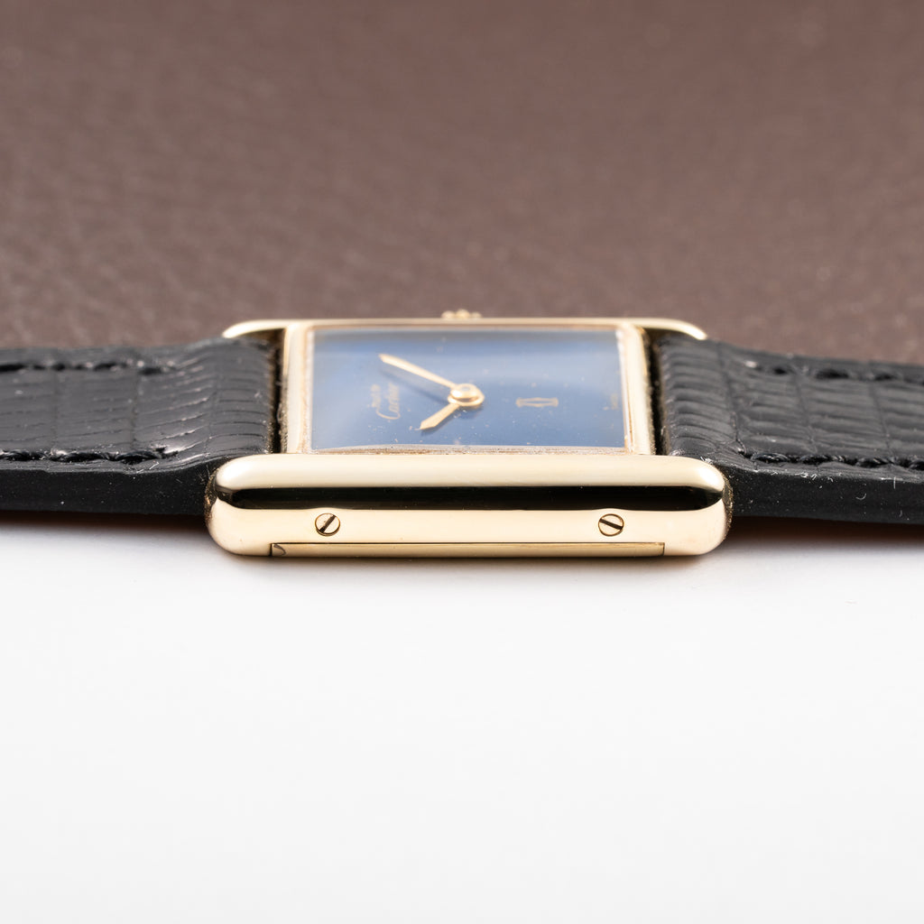 Cartier Tank Must de Blue Lapis Lazuli Dial Vermeil PM 1980s