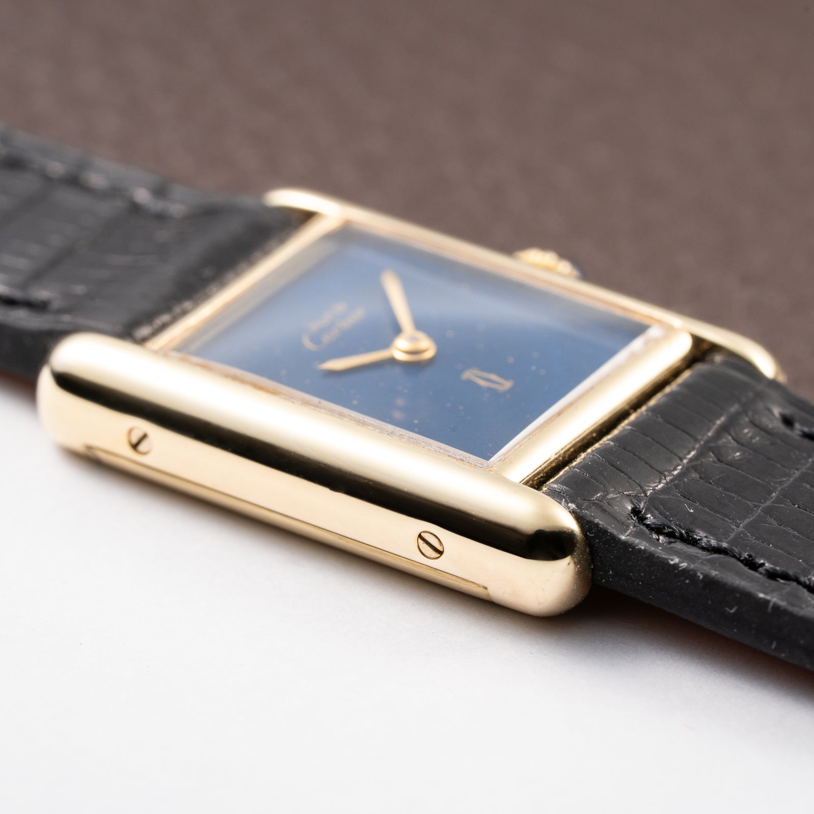 Cartier Tank Must de Blue Lapis Lazuli Dial Vermeil PM 1980s