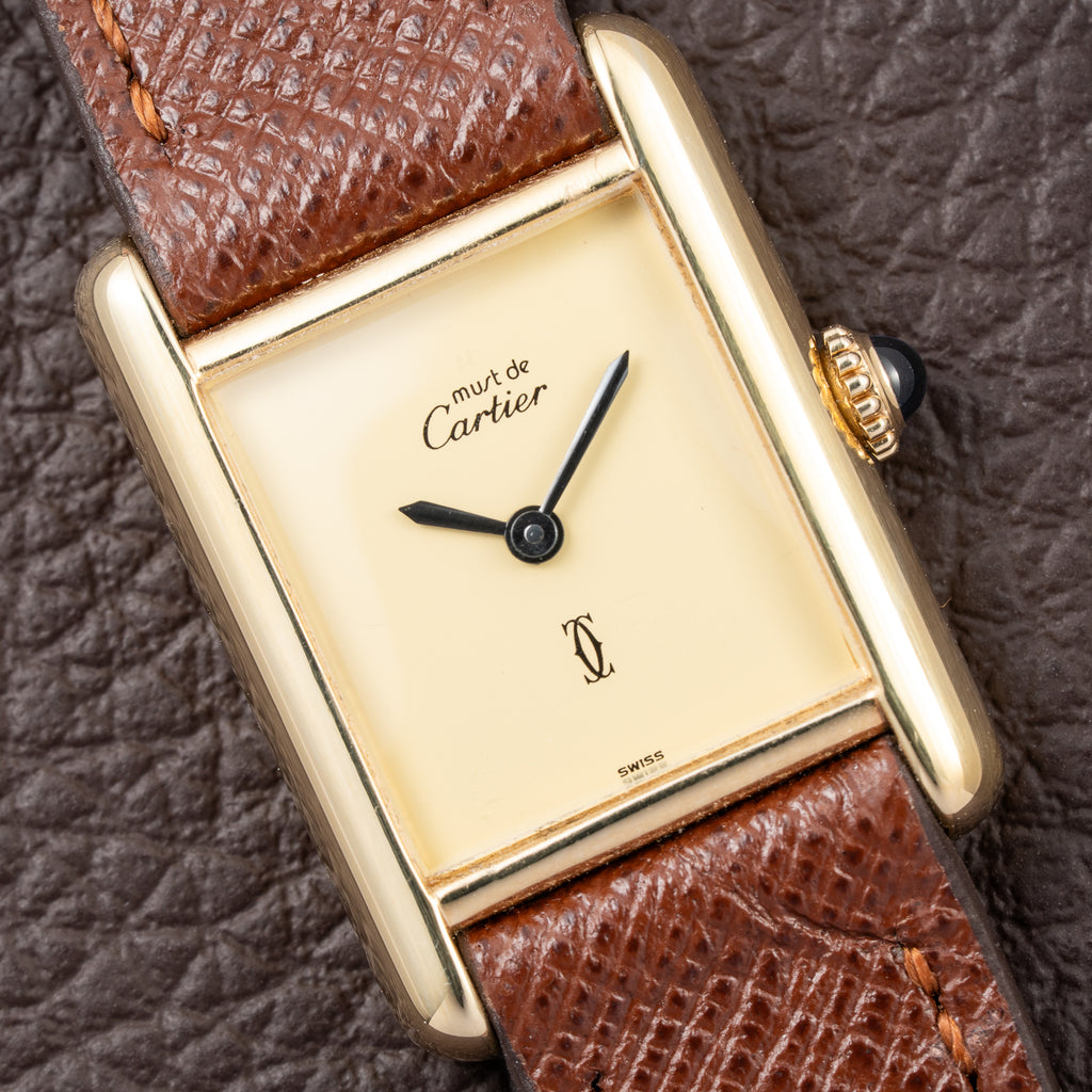 Cartier Tank Must de Lemon Dial Vermeil PM SM from 1980s