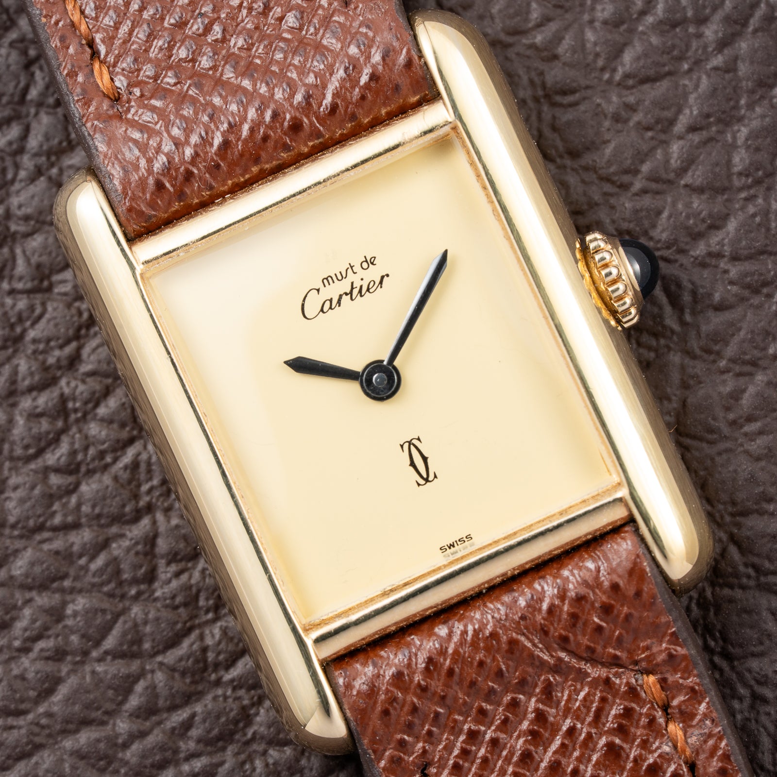 Cartier Tank Must de Lemon Dial Vermeil PM SM from 1980s