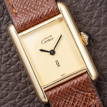 Cartier Tank Must de Lemon Dial Vermeil PM SM from 1980s
