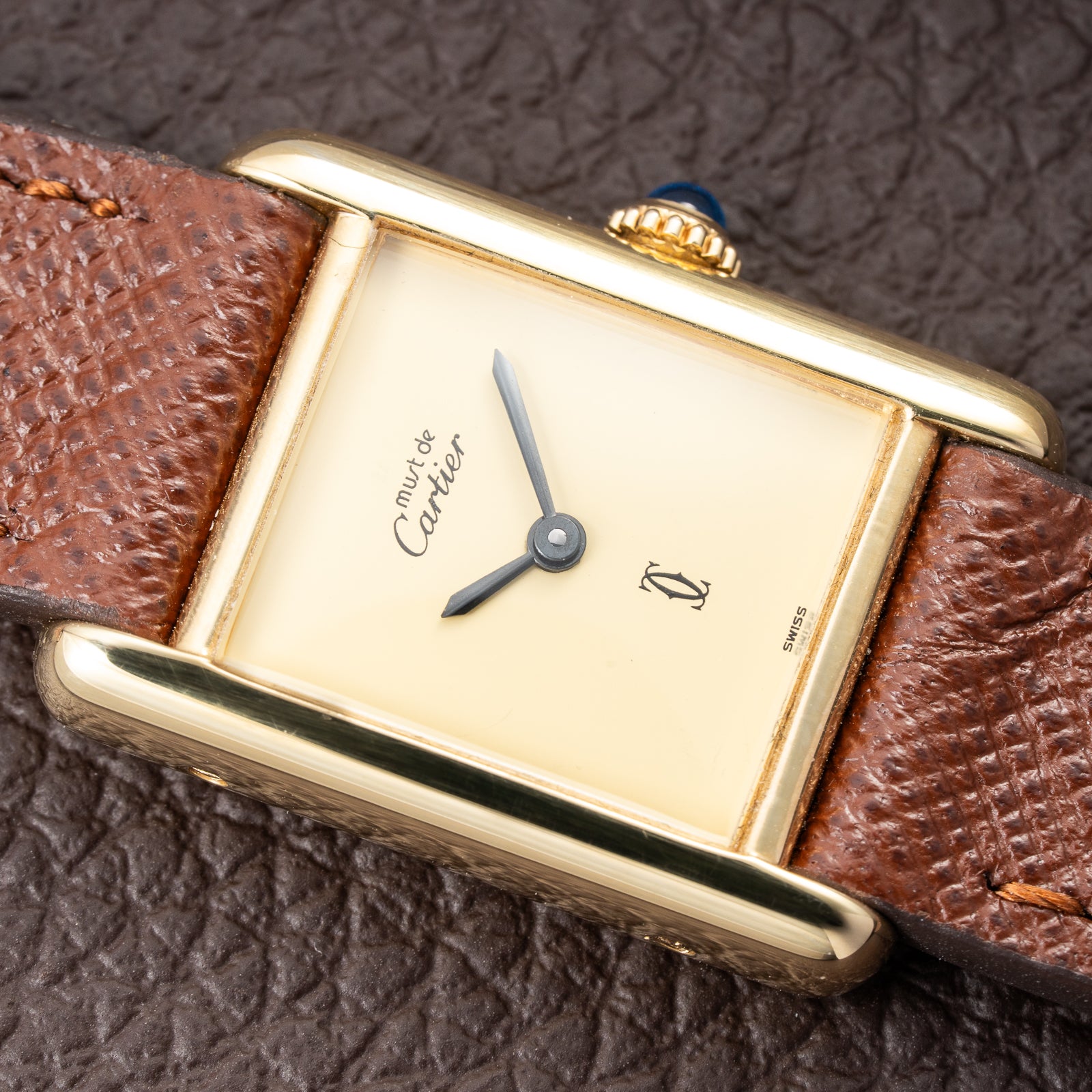 Cartier Tank Must de Lemon Dial Vermeil PM SM from 1980s
