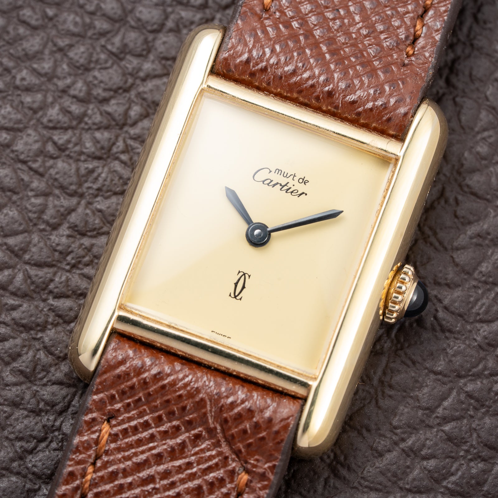 Cartier Tank Must de Lemon Dial Vermeil PM SM from 1980s