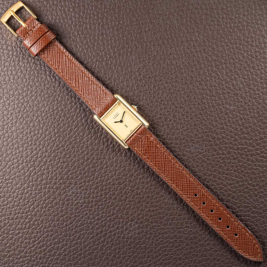 Cartier Tank Must de Lemon Dial Vermeil PM SM from 1980s