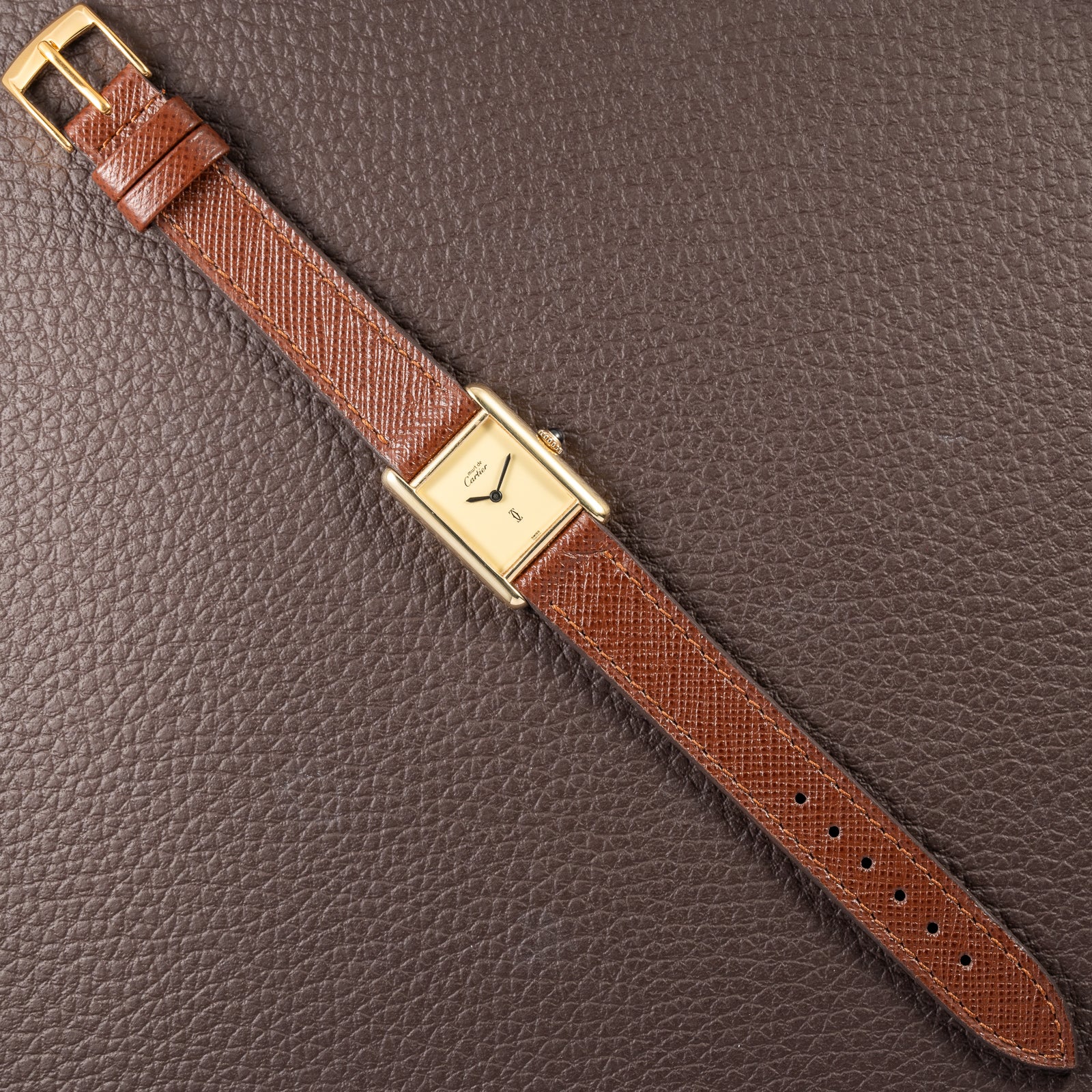 Cartier Tank Must de Lemon Dial Vermeil PM SM from 1980s