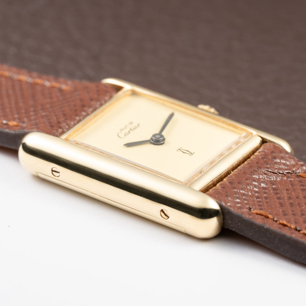 Cartier Tank Must de Lemon Dial Vermeil PM SM from 1980s