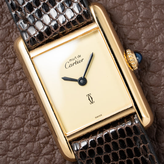 Cartier Tank Must de Lemon Dial Vermeil from 1980s