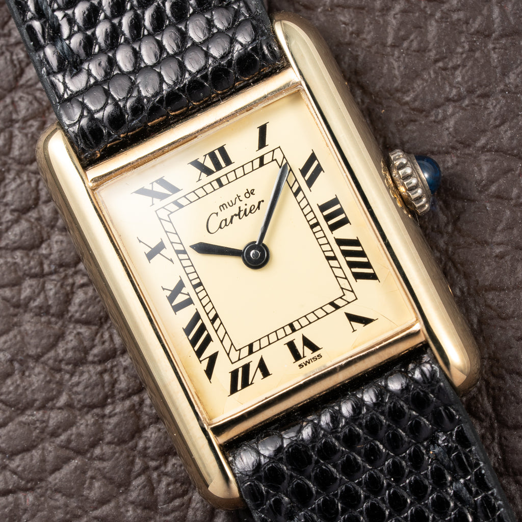 Cartier Tank Must de Vermeil Lemon Roman Dial PM from 1980s