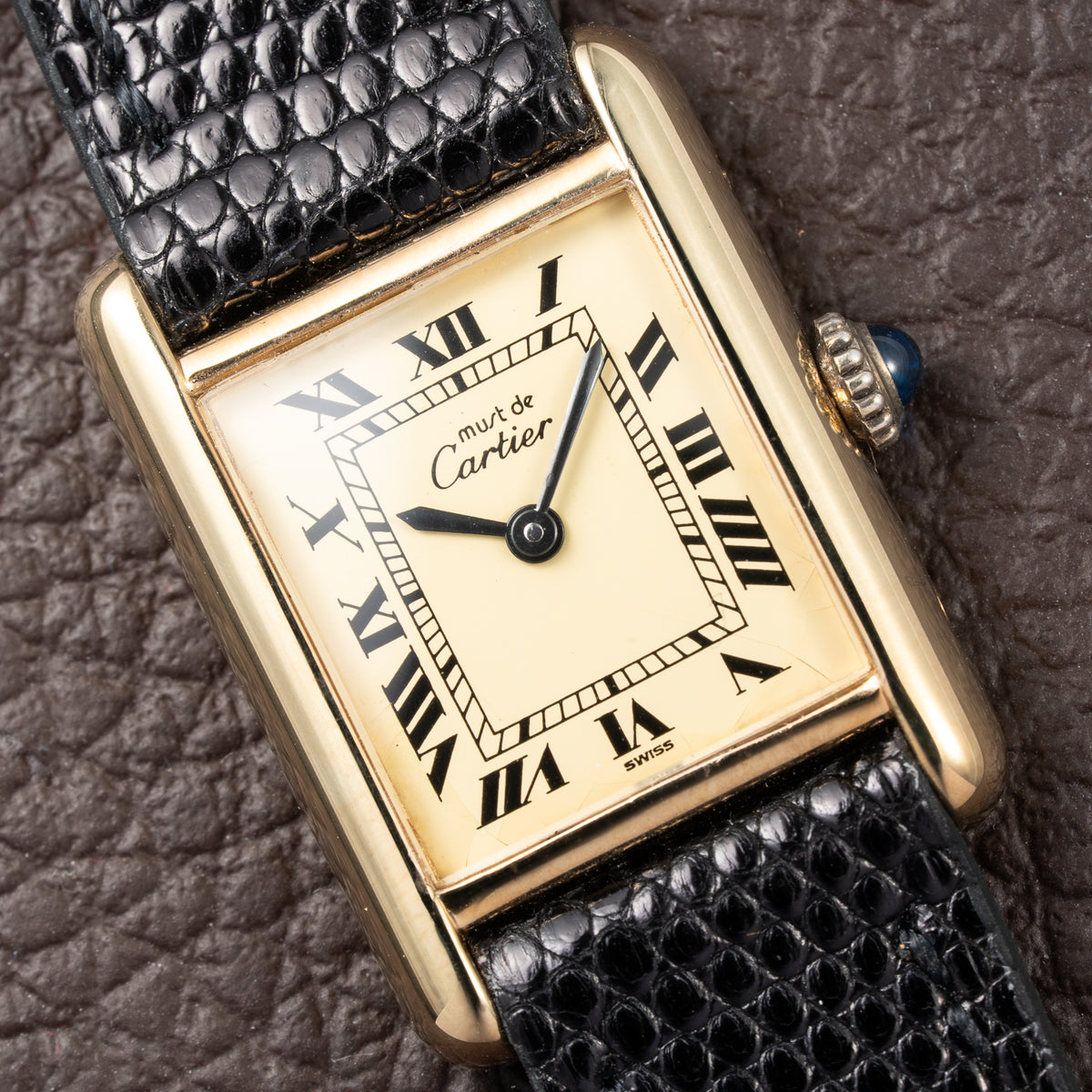 Cartier Tank Must de Vermeil Lemon Roman Dial PM from 1980s