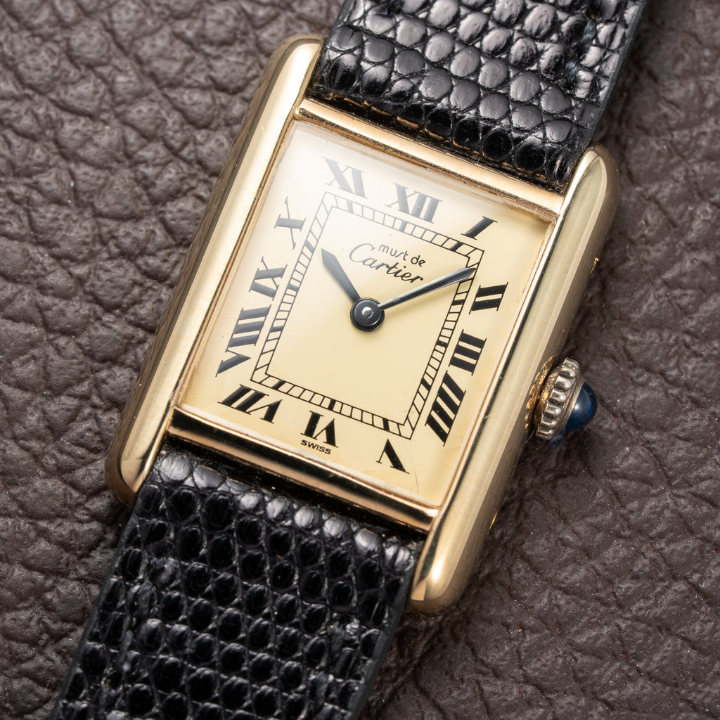 Cartier Tank Must de Vermeil Lemon Roman Dial PM from 1980s