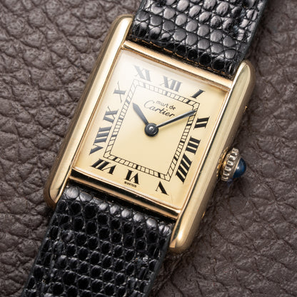 Cartier Tank Must de Vermeil Lemon Roman Dial PM from 1980s