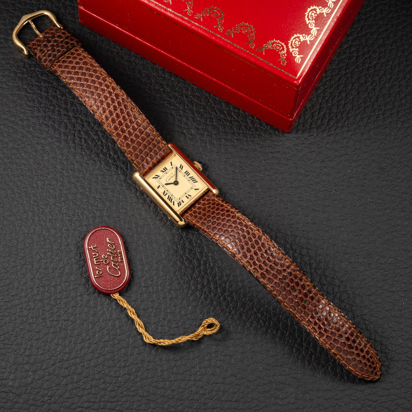 Cartier Tank Must de Roman Lemon Dial Vermeil PM LIKE NEW WITH STICKER 1980s