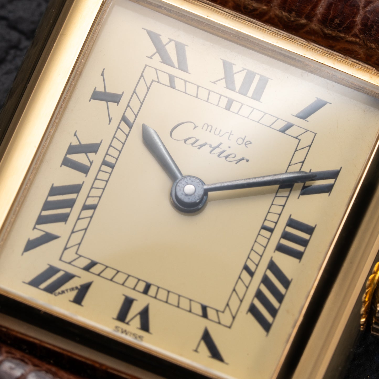 Cartier Tank Must de Roman Lemon Dial Vermeil PM LIKE NEW WITH STICKER 1980s