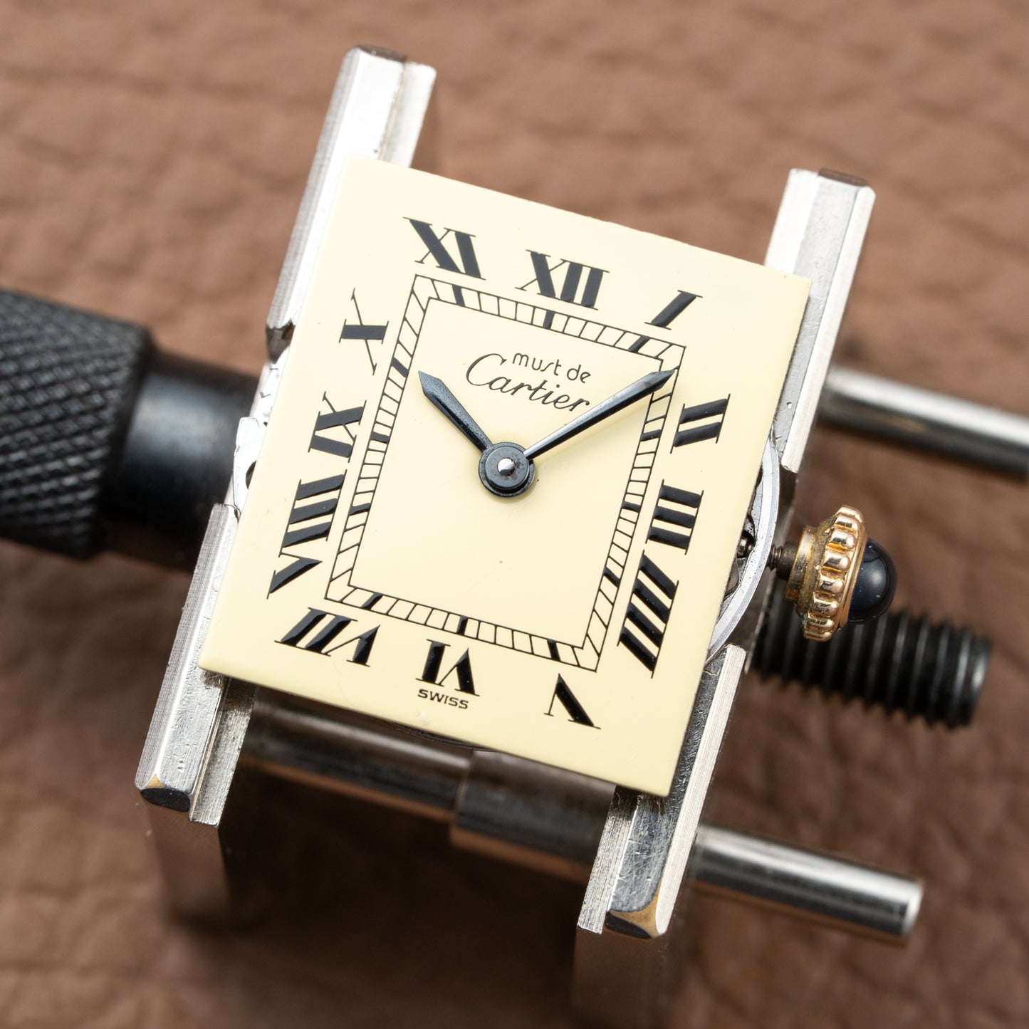 Cartier Tank Must de Roman Lemon Dial Vermeil PM 1980s