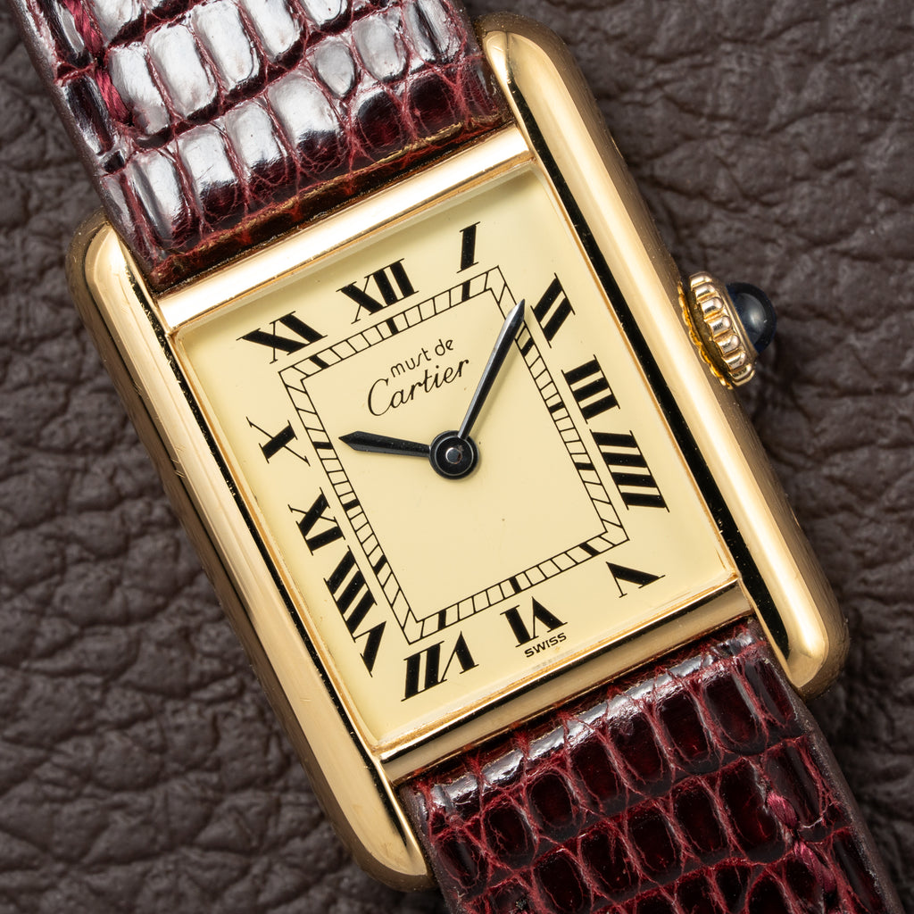 Cartier Tank Must de Roman Lemon Dial Vermeil PM 1980s