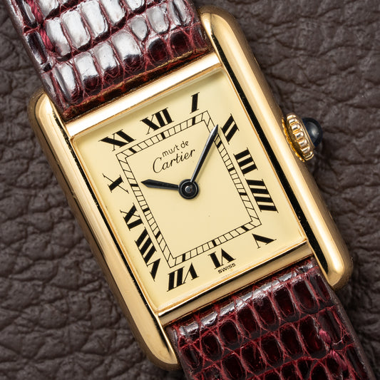 Cartier Tank Must de Roman Lemon Dial Vermeil PM 1980s