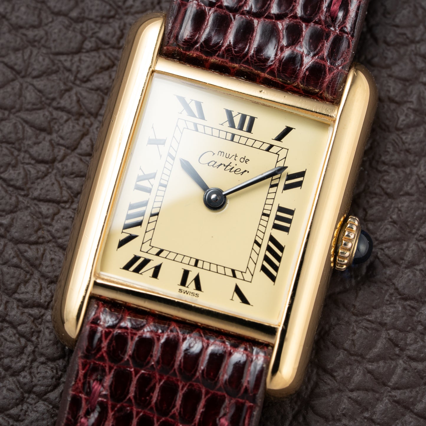 Cartier Tank Must de Roman Lemon Dial Vermeil PM 1980s