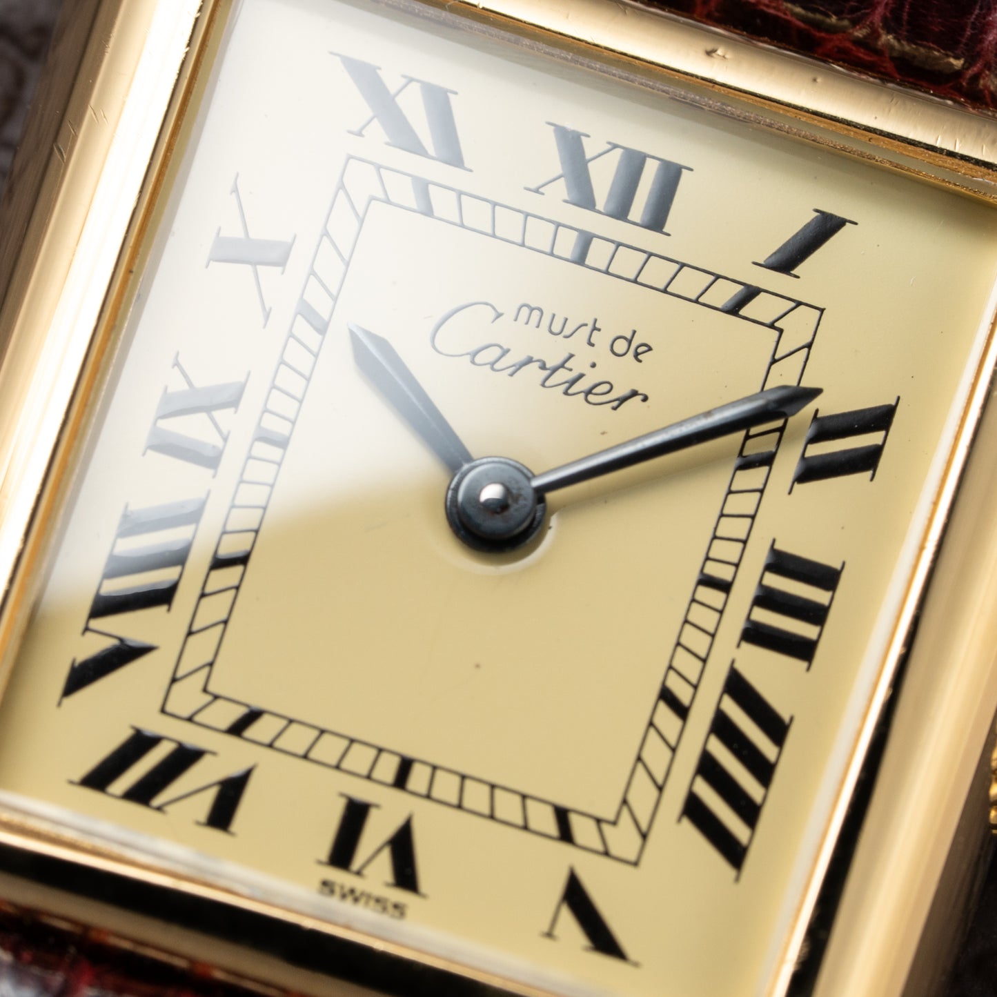 Cartier Tank Must de Roman Lemon Dial Vermeil PM 1980s