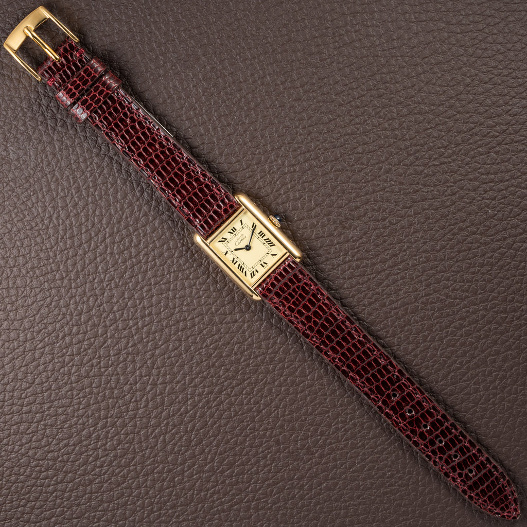 Cartier Tank Must de Roman Lemon Dial Vermeil PM 1980s