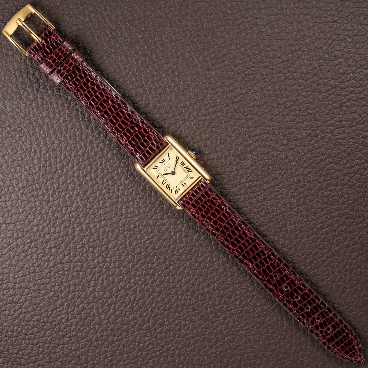 Cartier Tank Must de Roman Lemon Dial Vermeil PM 1980s
