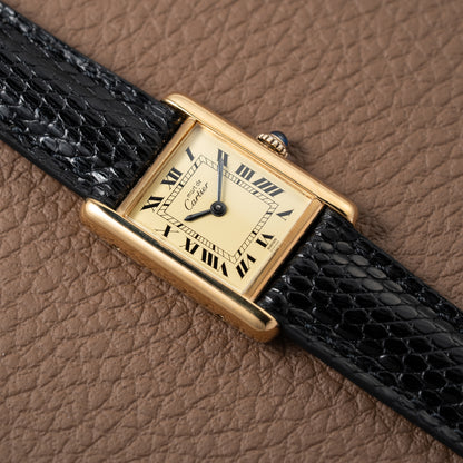 Cartier Tank Vermeil Roman Lemon Dial PM