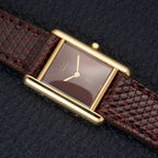 Cartier Must de Tank Vermeil Burgundy Red Dial Reference 5057001