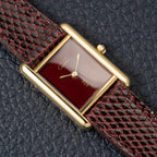 Cartier Must de Tank Vermeil Burgundy Red Dial Reference 5057001