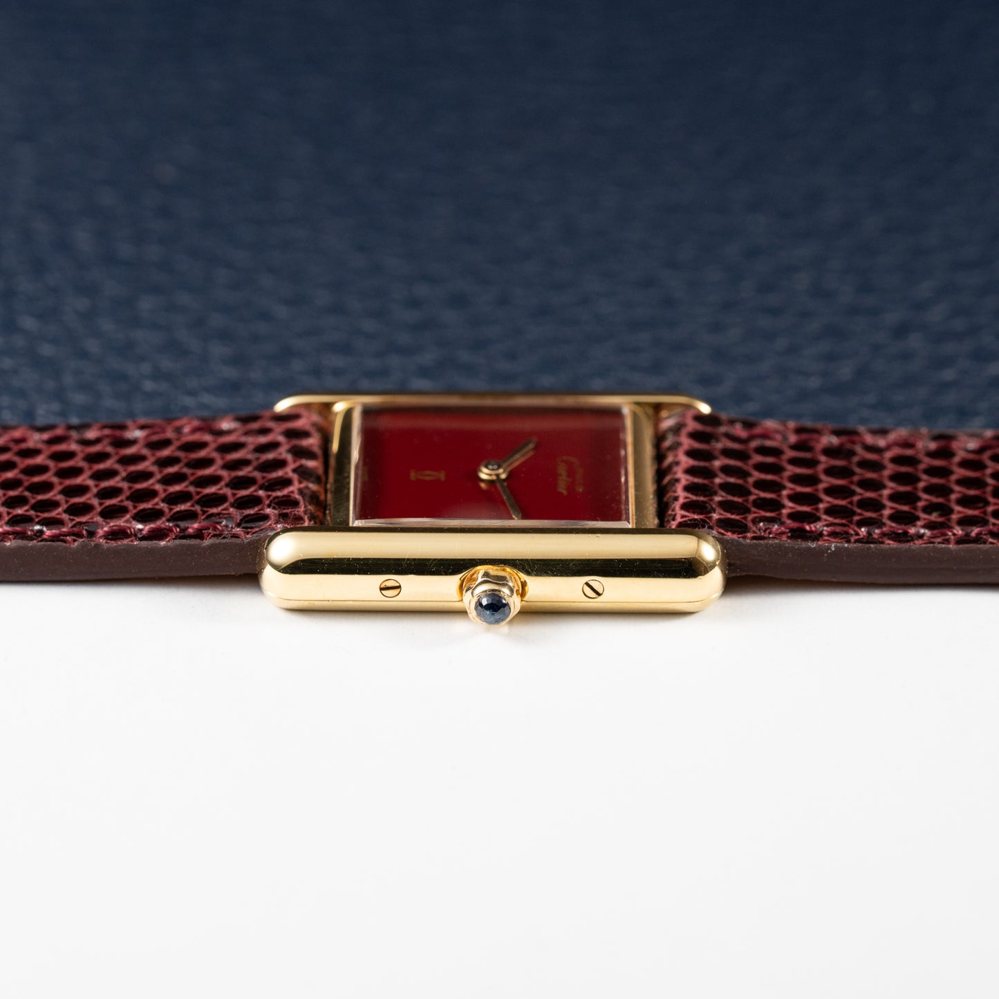 Cartier Must de Tank Vermeil Burgundy Red Dial Reference 5057001
