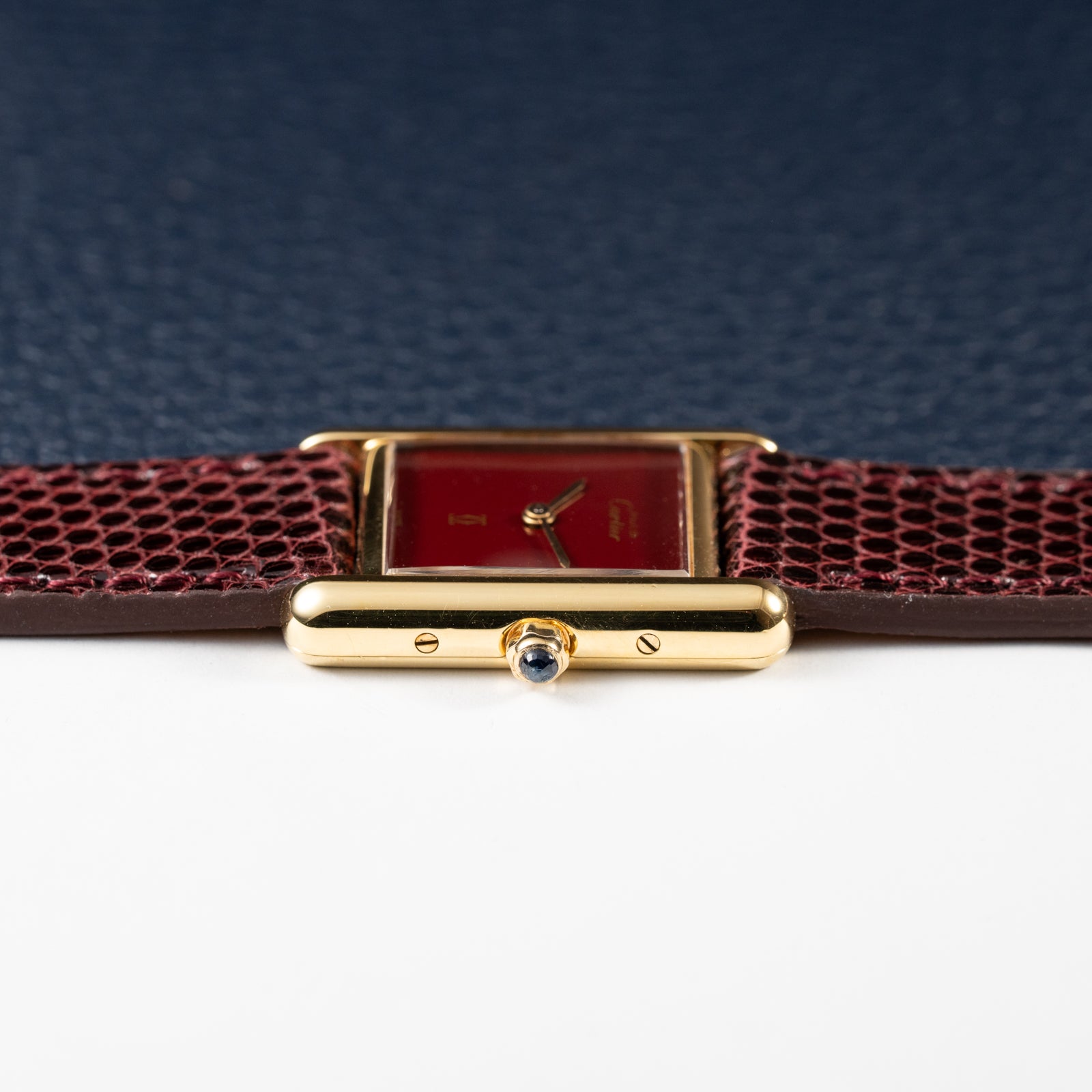 Cartier Must de Tank Vermeil Burgundy Red Dial Reference 5057001