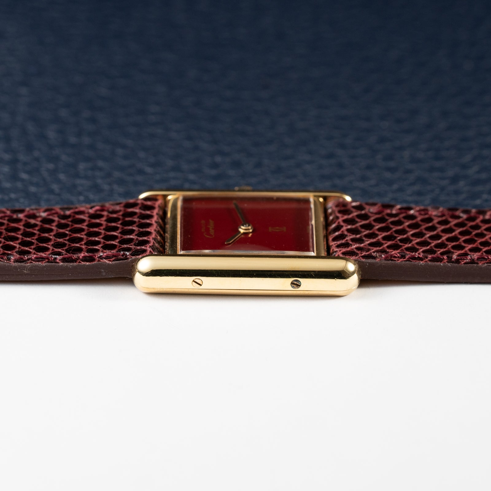 Cartier Must de Tank Vermeil Burgundy Red Dial Reference 5057001