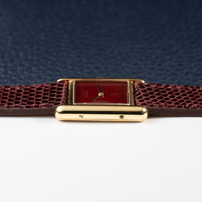 Cartier Must de Tank Vermeil Burgundy Red Dial Reference 5057001