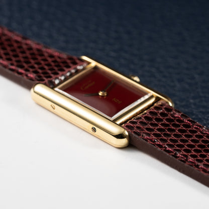 Cartier Must de Tank Vermeil Burgundy Red Dial Reference 5057001