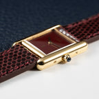 Cartier Must de Tank Vermeil Burgundy Red Dial Reference 5057001