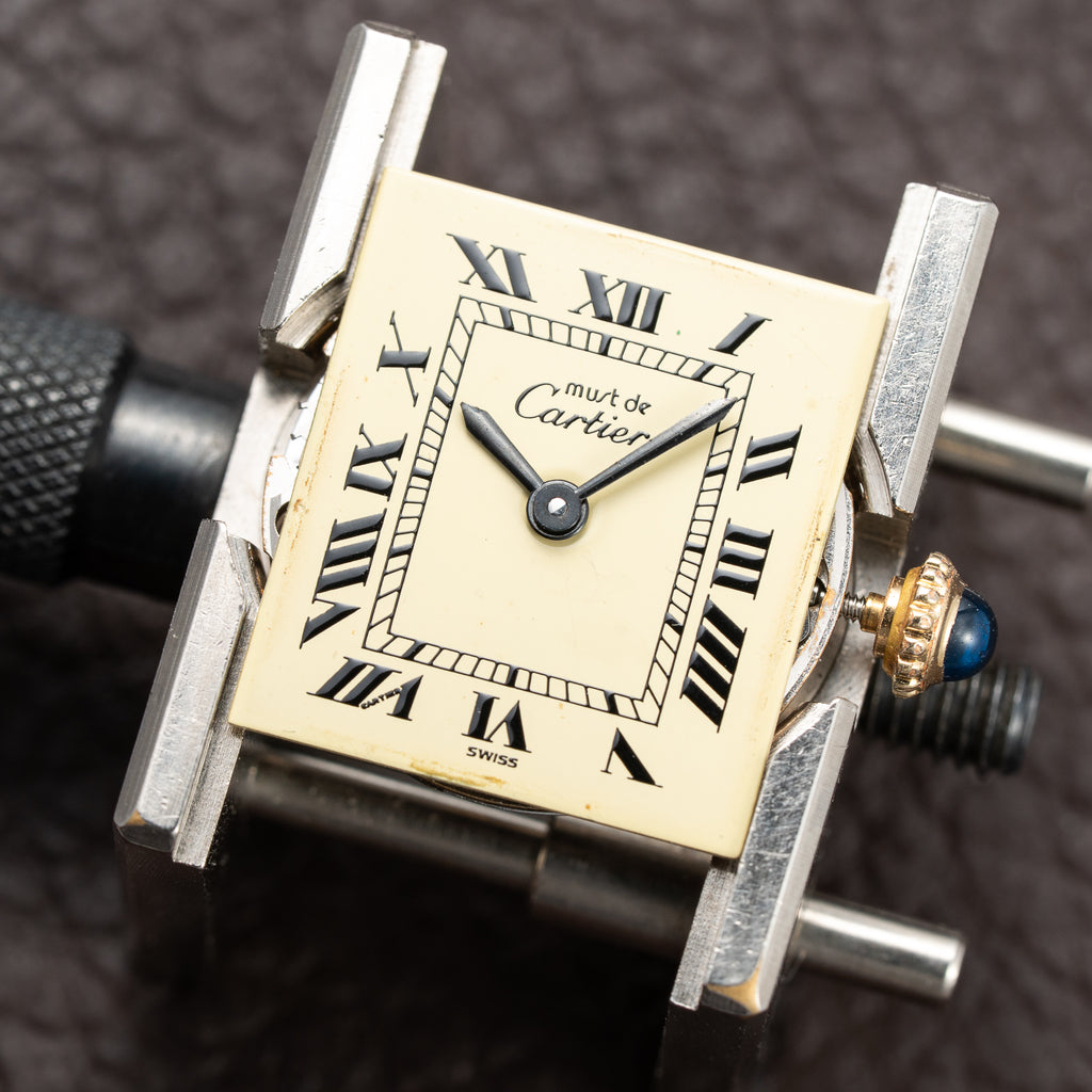 Cartier Tank Must de Vermeil Lemon Roman Dial PM Full Set from 1980