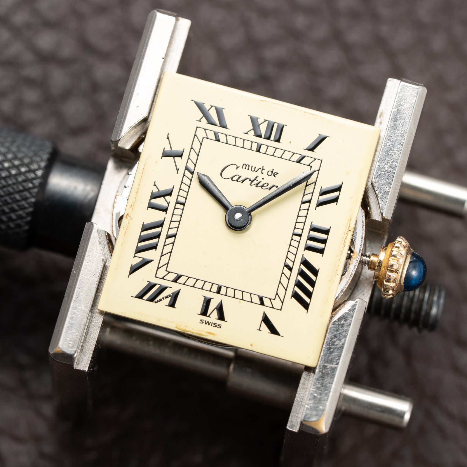 Cartier Tank Must de Vermeil Lemon Roman Dial PM Full Set from 1980