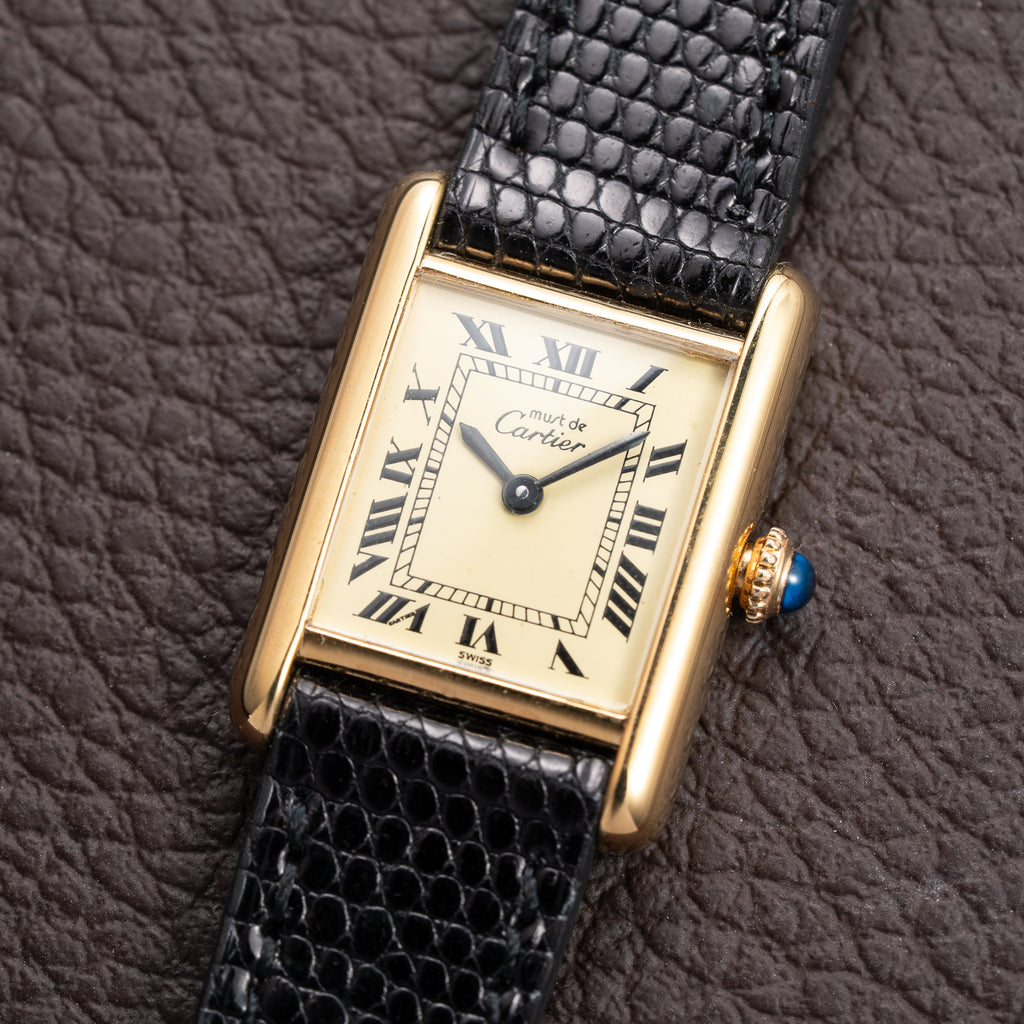 Cartier Tank Must de Vermeil Lemon Roman Dial PM Full Set from 1980