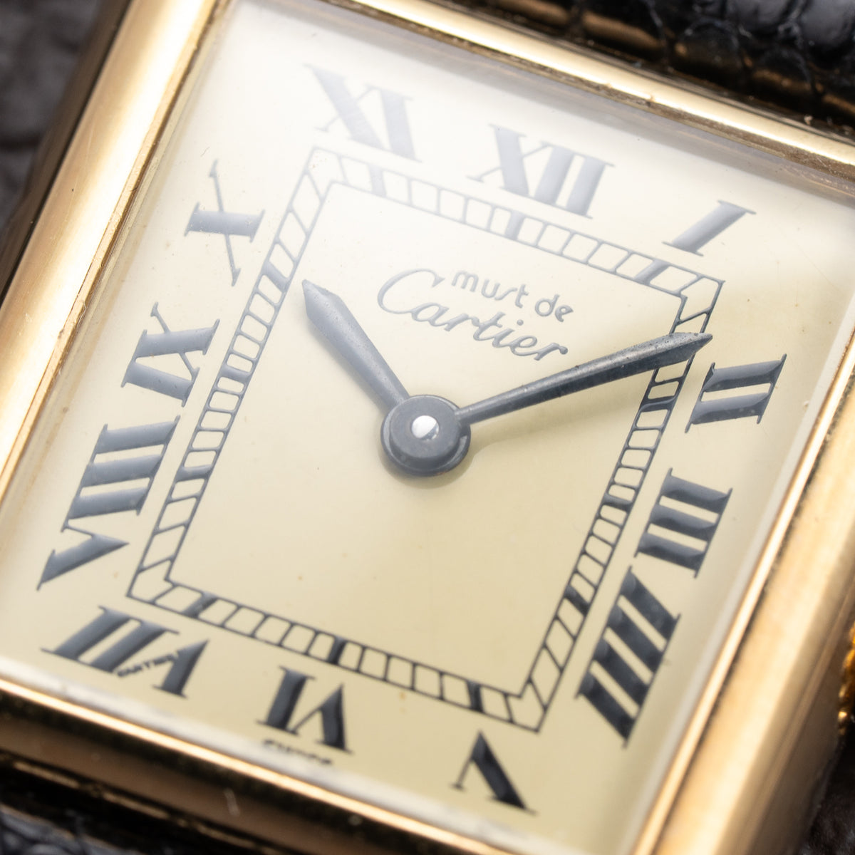 Cartier Tank Must de Vermeil Lemon Roman Dial PM Full Set from 1980
