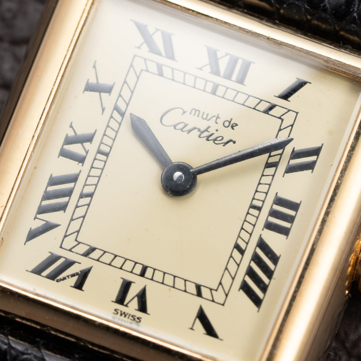 Cartier Tank Must de Vermeil Lemon Roman Dial PM Full Set from 1980