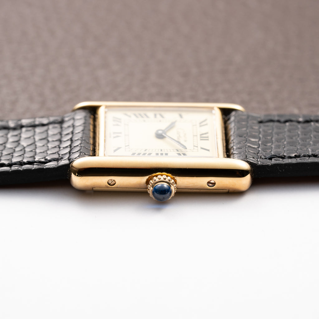 Cartier Tank Must de Vermeil Lemon Roman Dial PM Full Set from 1980