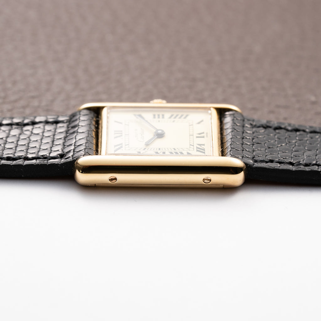 Cartier Tank Must de Vermeil Lemon Roman Dial PM Full Set from 1980