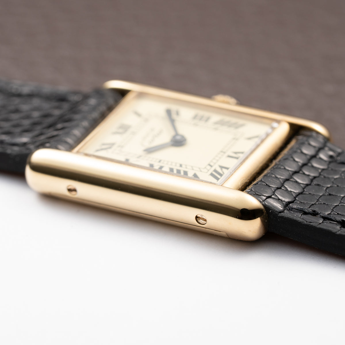 Cartier Tank Must de Vermeil Lemon Roman Dial PM Full Set from 1980