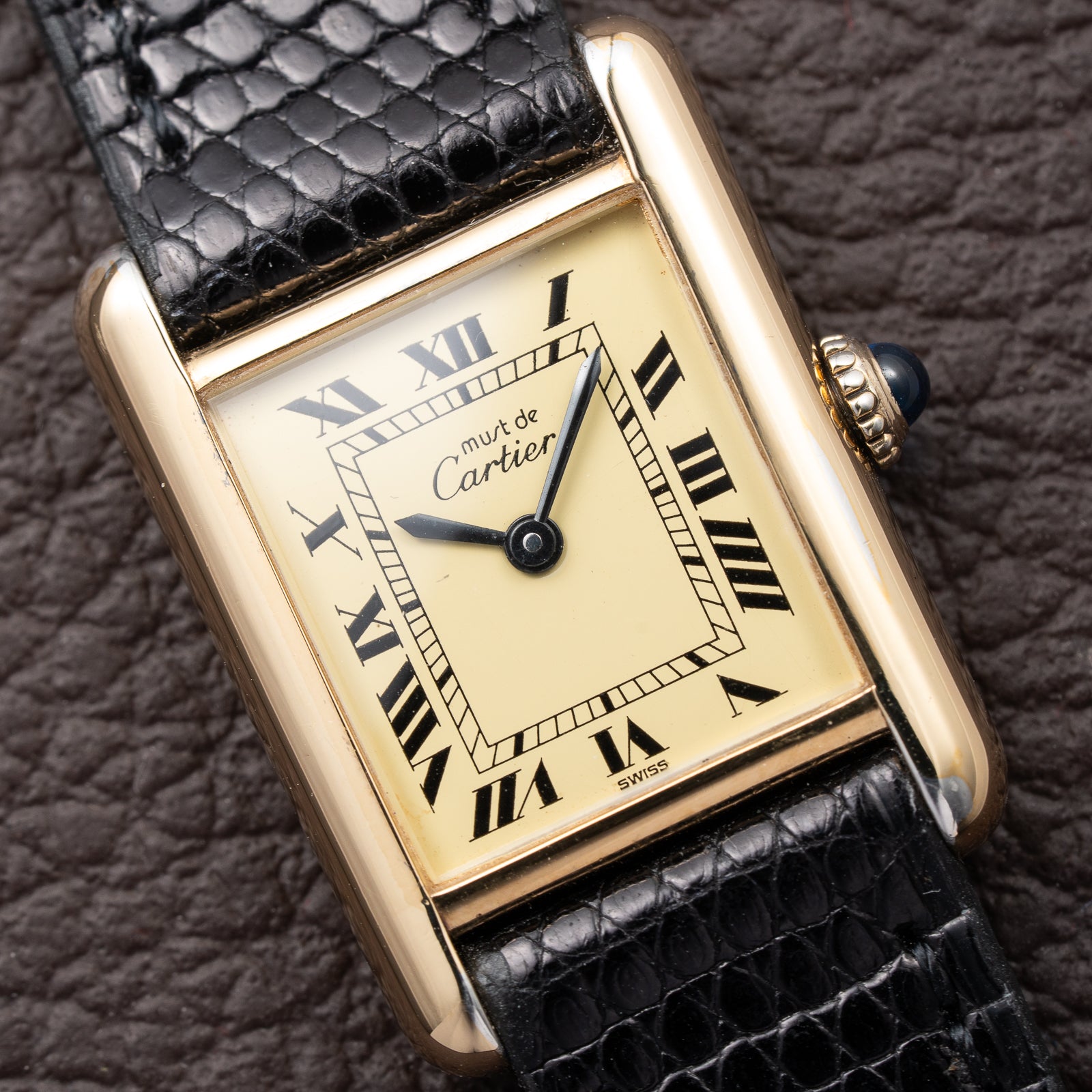 Cartier Tank Must de Vermeil Lemon Roman Dial PM from 1980s