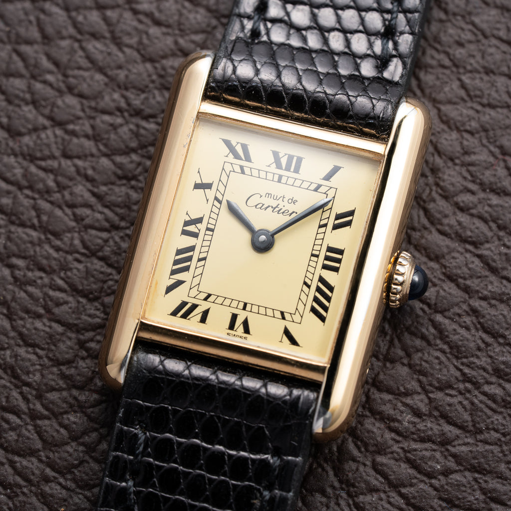 Cartier Tank Must de Vermeil Lemon Roman Dial PM from 1980s