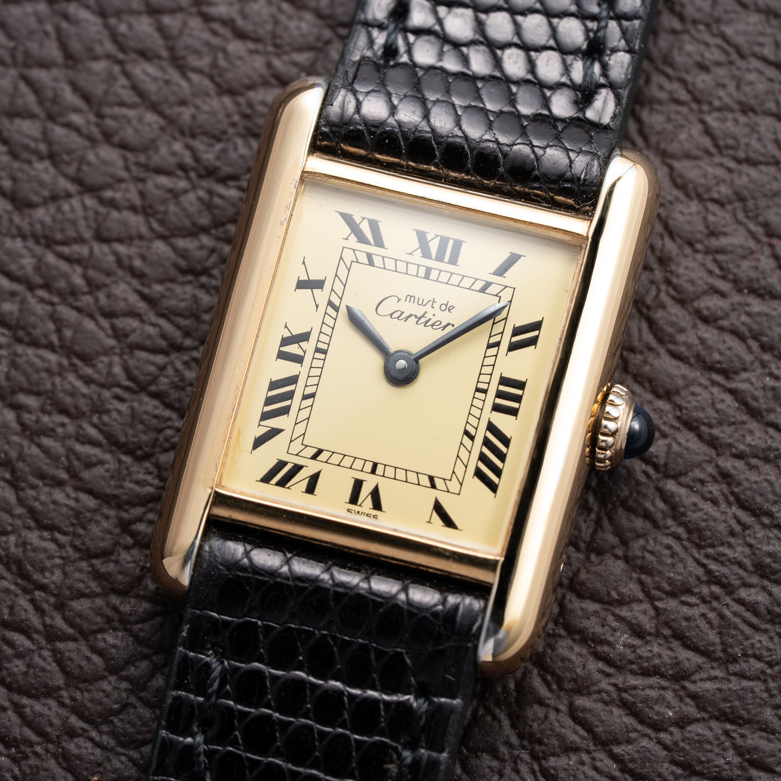 Cartier Tank Must de Vermeil Lemon Roman Dial PM from 1980s