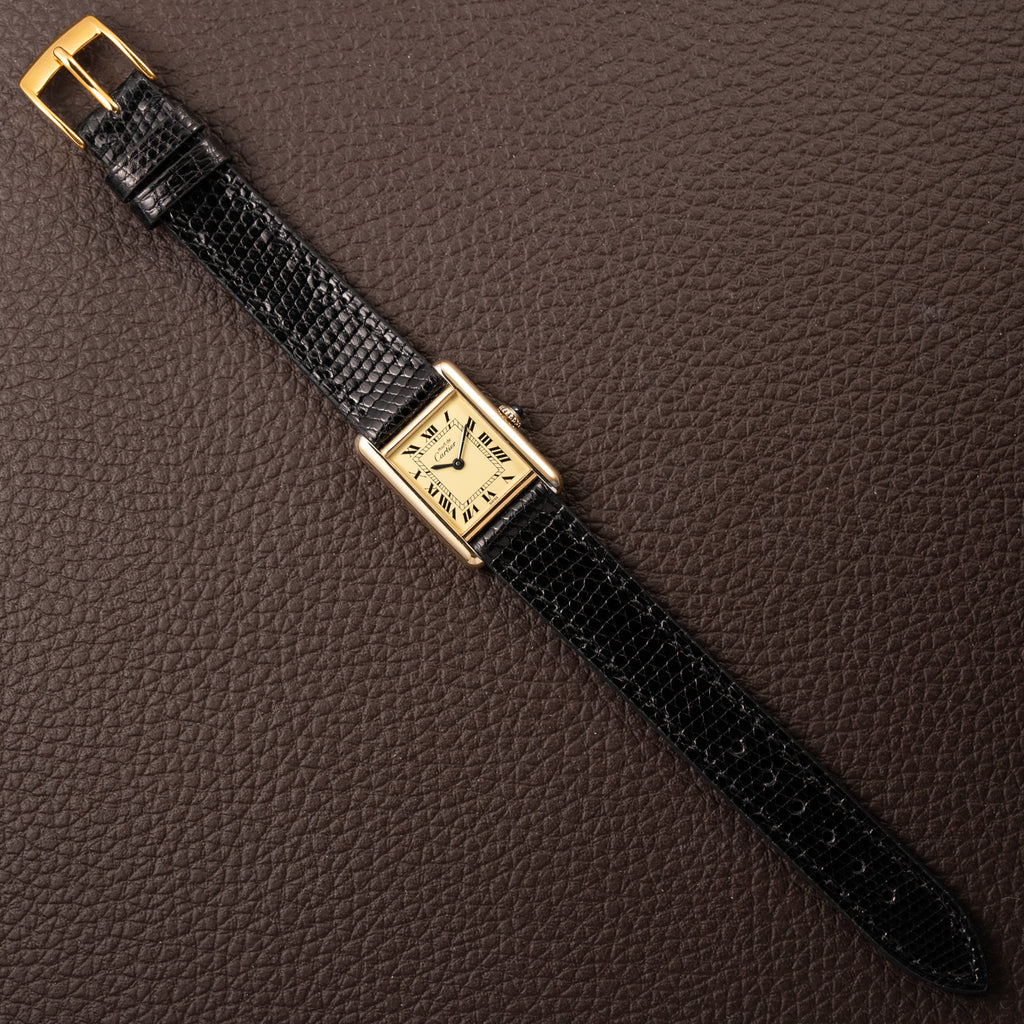 Cartier Tank Must de Vermeil Lemon Roman Dial PM from 1980s