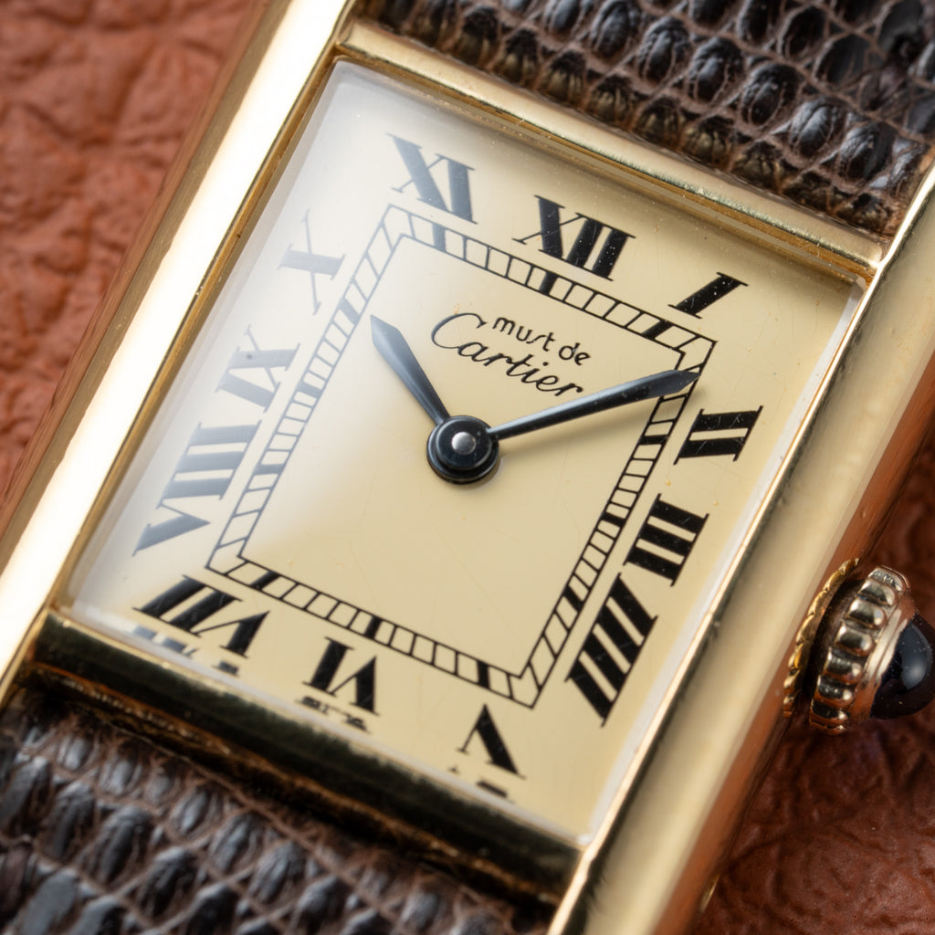 Cartier Tank Vermeil Roman Lemon Dial PM