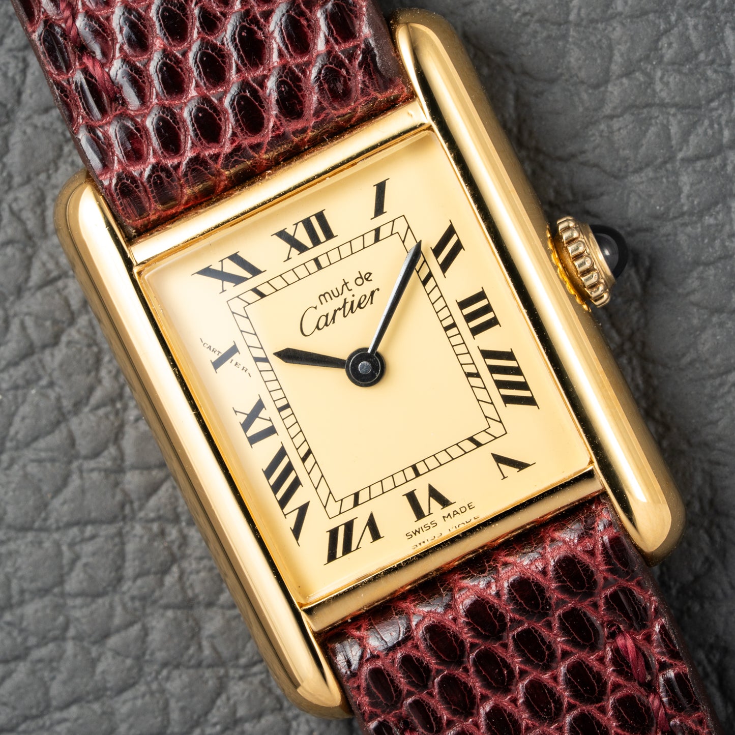 Cartier Tank Must de Roman Lemon Dial Vermeil PM 1980s