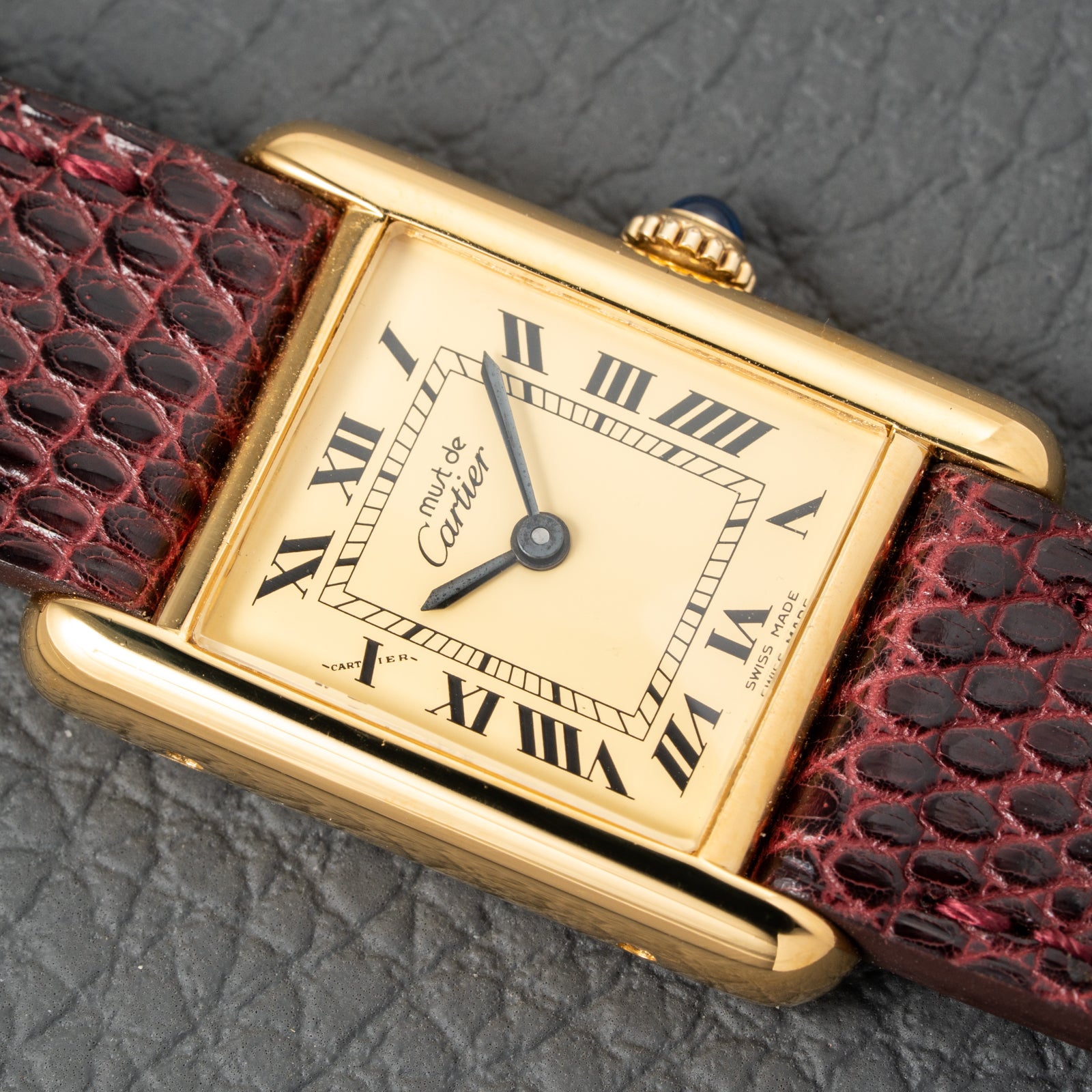 Cartier Tank Must de Roman Lemon Dial Vermeil PM 1980s